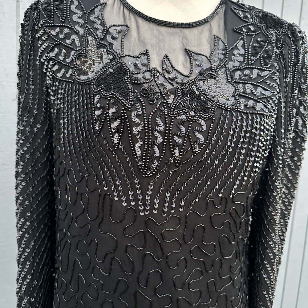 Denise Elle Black Beads and Sequins Blouse - Picture 2 of 12